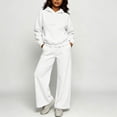 thumbnail image 6 of Womens Fall Outfits Nelozsy Fashion Woman Hooded Solid Long Sleeve Blouse Long Pants Elastic Waist Sets White M, 6 of 9