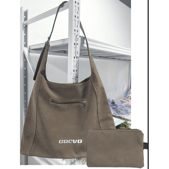 Gocvo Light Brown Hobo Bags for Women, Casual Hobo Handbags with Zipper Pouch, Soft Slouchy Bag for Work Travel
