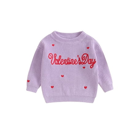 

Mioliknya Baby Valentine s Day Sweater Letter Embroidery Crew Neck Pullovers