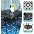 thumbnail image 3 of MEETWARM 5-Piece Outdoor Patio Dining Set, All-Weather Cast Aluminum Patio Conversation Set for Backyard Garden Deck with 4 Chairs, 4 Cushions and 35.4" Square Table, 2.2" Umbrella Hole, Navy Blue, 3 of 8