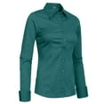 thumbnail image 2 of J. METHOD Women's Button Down Shirt Long Sleeve Roll Up Stretch Collar Office Work Formal Casual Basic Blouse Top NEWT04 Teal 3X, 2 of 6