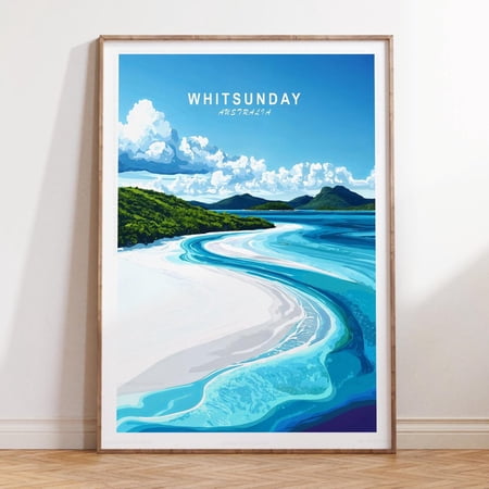 Whitsunday Australia Travel Print Minimalist Cityscape Wall Art, Unframed Paper Print Size 8x12