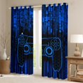 thumbnail image 3 of Feelyou Futuristic Gamepad Boys Black Out Curtains, Neon Blue Honeycomb Abstract Curtains Pack of 2 (42x63 Each), Modern Video Game Bedroom Curtains, Window Curtains Decor, 3 of 7