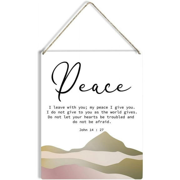 John 14:27 Peace I Leave with You Wood Sign 8x10 Modern Christian Wooden Hanging Plaque for Home Wall Art Decoration Present
