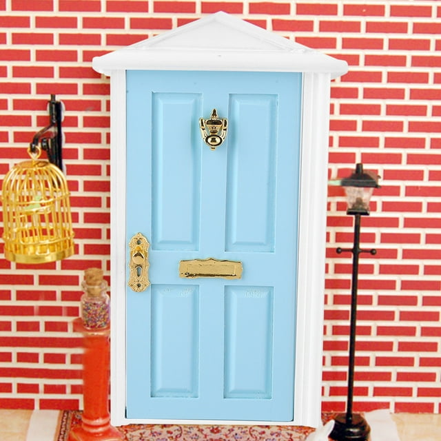 Maison de Poupée Miniature Design Couleur Vive, Mini Porte Féerique, 1:12 en Bois pour Filles pour Enfants