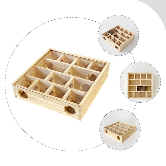 Luxshiny Wooden Hamster Maze Toy for Small Pets Safe Durable Khaki Color Synthetic Material Fun Exercise 10.5 x 8 x 5 Inches