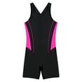 thumbnail image 3 of YUUMIN Athletic One Piece Boyleg Swimsuit for Girls Racer Back Biketard Shorty Wetsuits Rashguard Swimwear Rose Red&Black 10, 3 of 5