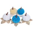 thumbnail image 6 of 5 Pcs Velvet Fake Pumpkins Fall Decor,Faux Small Pumpkin,Small Decorative Fabric Rustic Pumpkins,Fall Artificial Velvet Pumpkins,Small Realistic Vegetable Ornament,Halloween Decorations,Blue, 6 of 6