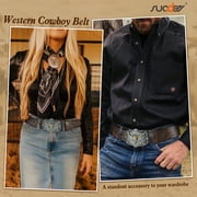 SUOSDEY Men Western Leather Belts for Women,Cowboy Cowgirl Embossed Belts for Jeans Christmas Gifts