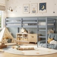 thumbnail image 3 of SESSLIFE Twin Size Loft Bed with Stairs, Gray Tall Solid Wood Loft Bed with Ladder and Guardrails for Boys Girls, No Box Spring Needed，Under Bed Storage, 3 of 8