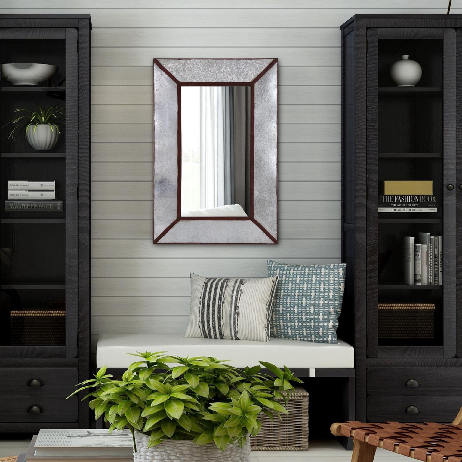 Tyler Dillon Metal Framed Rectangular Rustic Accent Wall Mirror - 36"H x 24.5"W