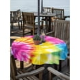 thumbnail image 3 of Round Outdoor Tablecloth With Umbrella Hole And Zipper– Abstract Ethnic Tie Dye Art Waterproof Patio Table Cover for Party, Picnic, Backyard, 60" Dia. , Colorful, 3 of 8
