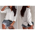 thumbnail image 4 of Blusa de mujer, camisas de manga larga, blusas casuales con cuello en V y botones, 4 of 7
