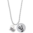 thumbnail image 1 of Delight Jewelry Silvertone Small Matron of Honor Heart Silvertone Script Initial Disc - Y - Charm Necklace, 20"+3", 1 of 4