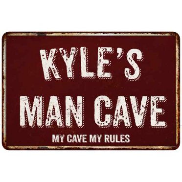 KYLE'S Man Cave Sign Garage Mancave Decor Accessories Signs Vintage Retro Rustic Tin Wall Art Name Home Beer Dads Gift 8 x 12 Matte Finish Metal 108120003081