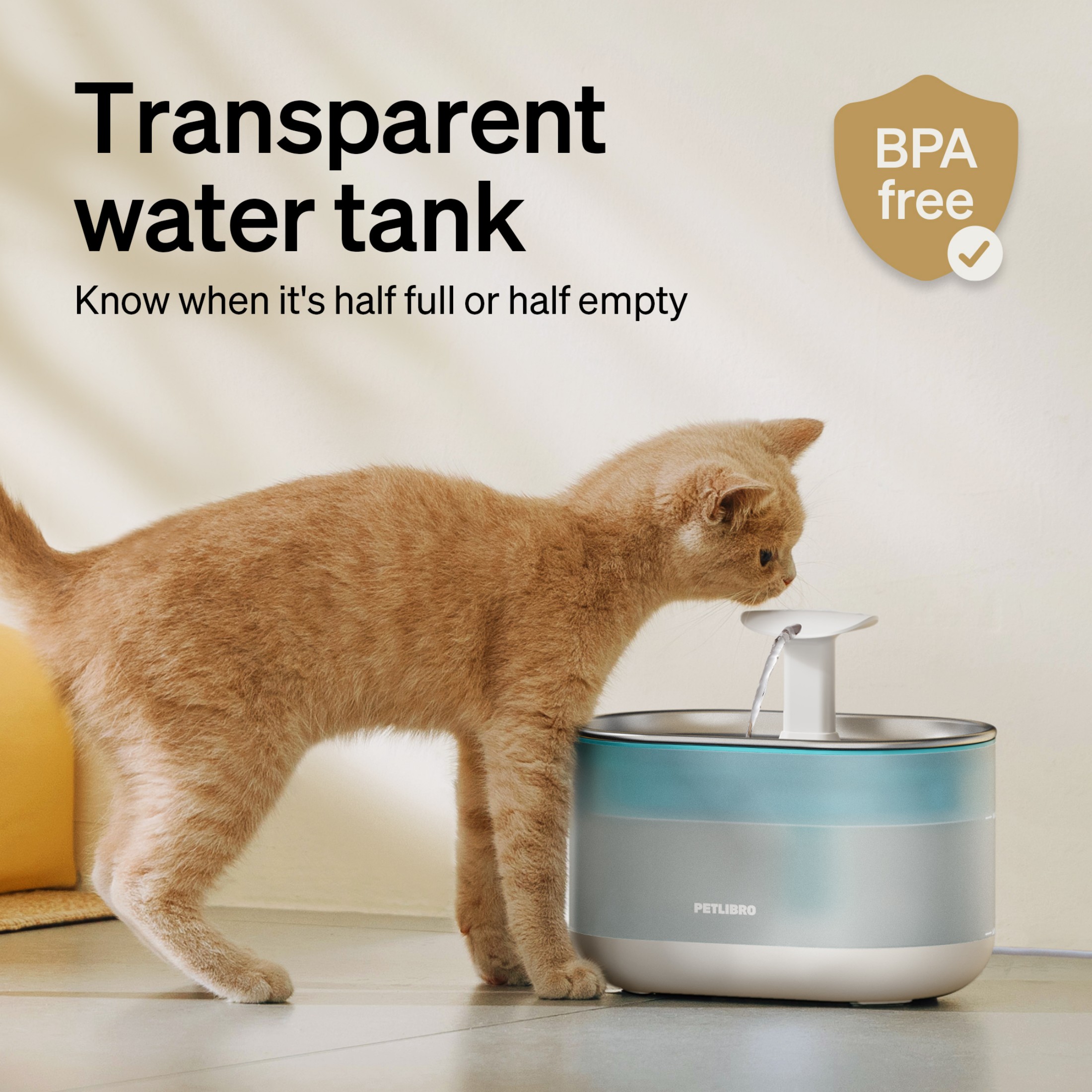 Petlibro Capsule Stainless Cat Water Fountain, 2.1L, Blue photo 5