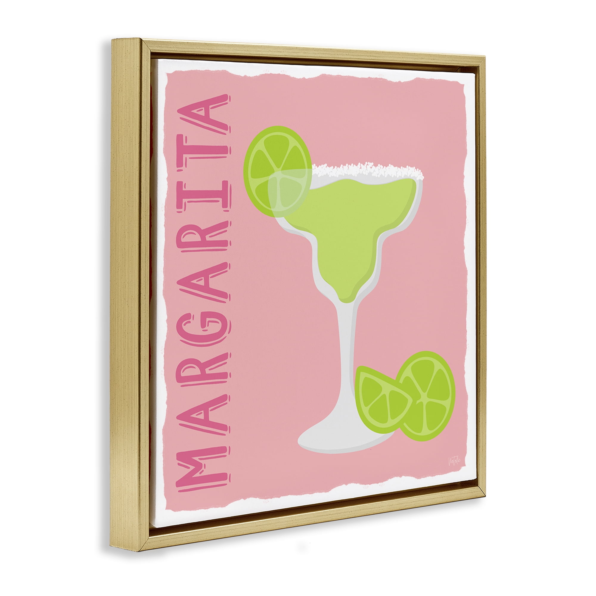 Stupell Industries Margarita Cocktail with Limes Food & Beverage Painting Gold Floater Framed Canvas Art Print Wall Art, 25 x 25