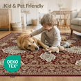 thumbnail image 4 of ODIKA 9'x12' Washable Area Rug Vintage Rosette Web Geometric Symmetry Inspired Deepburgundy for Dining Room, Basement, Large Office, Non-Slip Chair-Friendly, 4 of 7