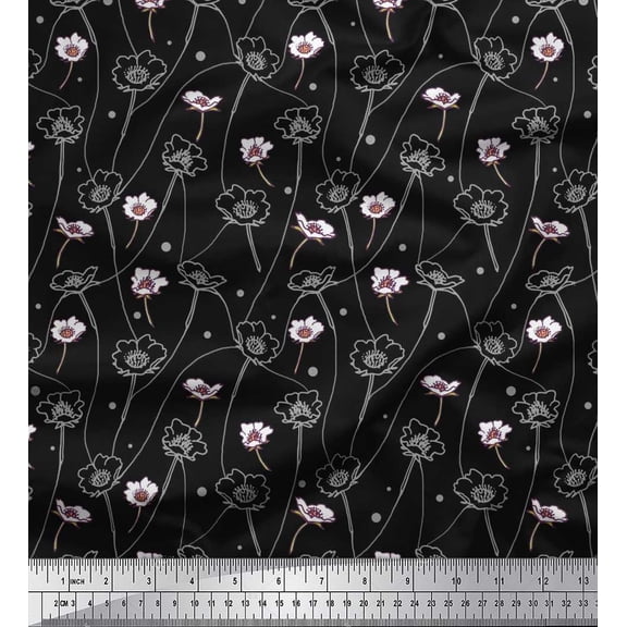 Soimoi Cotton Duck Fabric Dot,Leaves & Floral Artistic Printed Craft Fabric by The Yard 42 Inch Wide