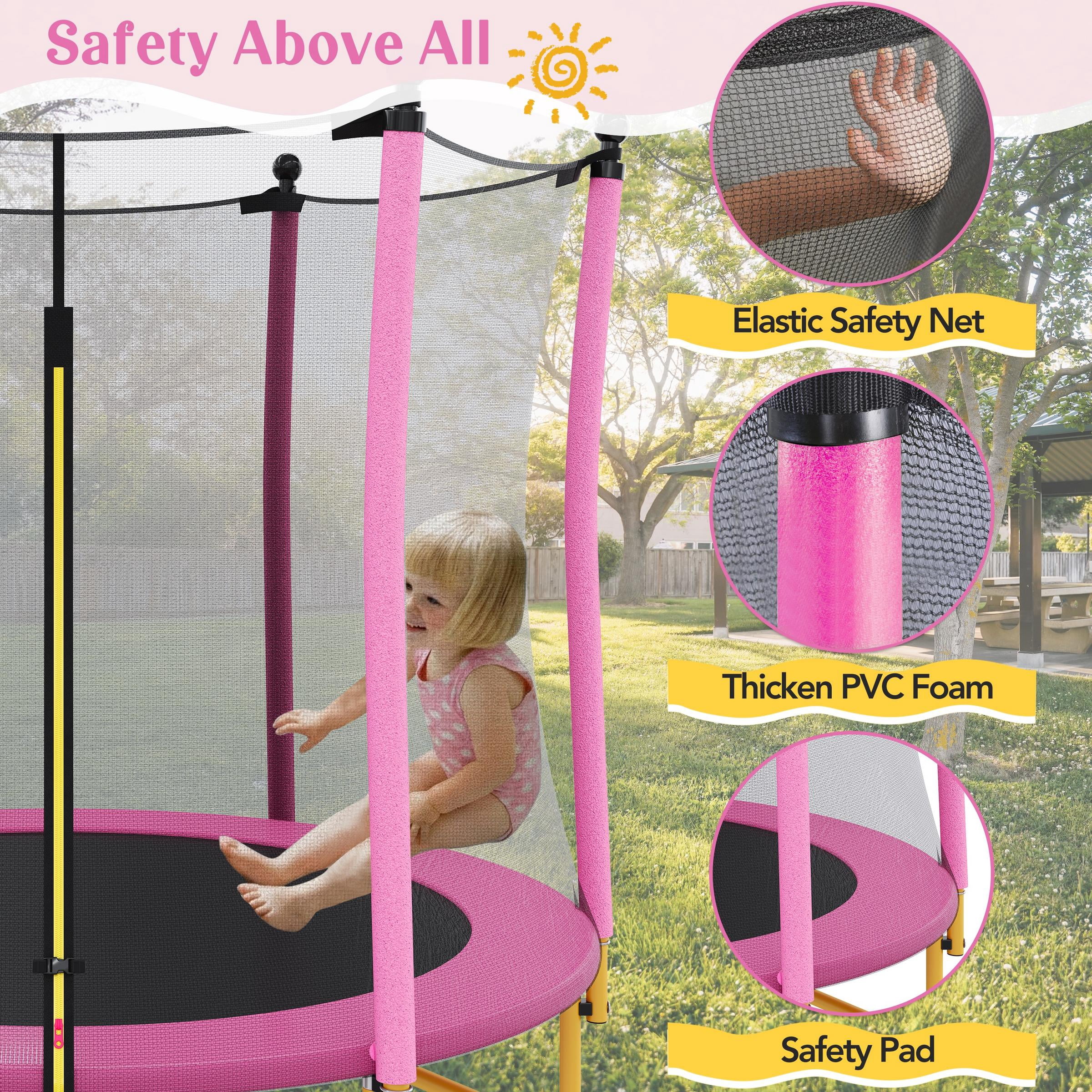 Mini Trampoline for Kids, SEGMART 65'' Indoor Outdoor Toddler Trampoline with Enclosure Net, Round Small Trampoline Gift for Boys Girls, Kids Trampoline Indoor