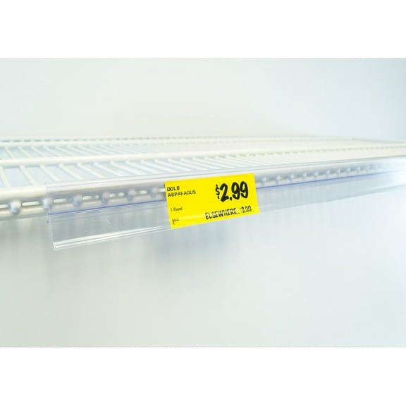 THE GLOBAL DISPLAY SOLUTION Price Tag Holder and Molding for Double Wire Cooler/Freezer Shelves | 28" Long | 1.25" High | 50 Pack | Black