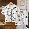 thumbnail image 2 of TOWED22 Girls Pajamas Satin Pajama Set Silk Pjs Short Sleeve Button Down Summer Sleepwear for Kids,7-8 Y, 2 of 5