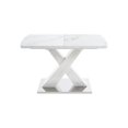 thumbnail image 4 of Noble House Modern Extendable Dining Table, White Marble-Print Top with MDF X-Shape Legs and Metal Base, Rectangular Design,White, 4 of 6