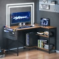 thumbnail image 2 of Casacomoda 40 Inch L Shaped Computer Desk with Power Outlet & Storage Shelves, Small Corner Desk with CPU Stand and Side Storage Bag, Home Office Desk, Vintage, 2 of 8