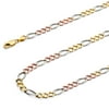 Wellingsale 14k Tri 3 Color Gold Polished Solid 4.5mm Figaro 3+1 Concave Chain Necklace - 22"