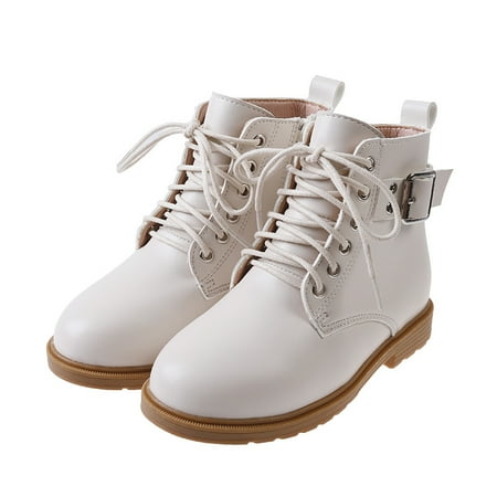 

Toddler Kids Autumn Winter New Girls‘ Leather Zipper Martin Boots