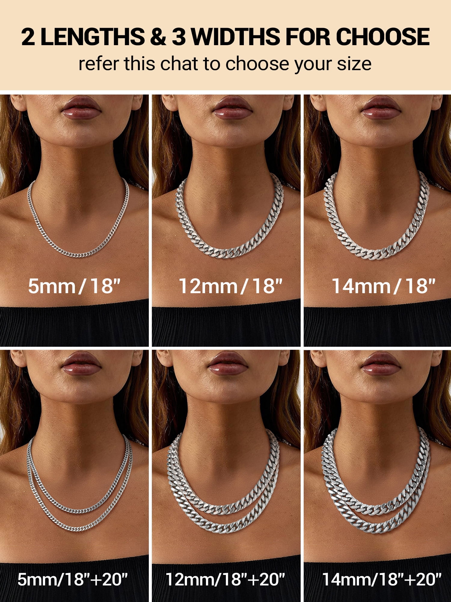 PROSTEEL Chunky Miami Cuban Link Curb Chain Necklace for Women Fashion Choker Stainless Steel Chain Jewelry Gifts 14mm 18 Inch Unisex Size