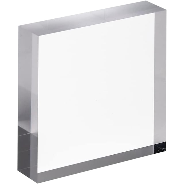 CiaoHER 1in Thickness 4in Square Acrylic Cube Display Block Clear Polished Pedestal Stand Riser Solid Base 4" x 4" x 1", 1 Pack