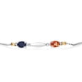 thumbnail image 2 of Gem Stone King 1.15 Ct Oval Blue Sapphire Orange Sapphire 925 Silver and 10K Yellow Gold Lab Grown Diamond Bracelet for Women, 2 of 4