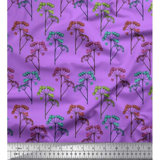 Soimoi Silk Fabric Flower Artistic Decor Fabric Printed Yard 42 Inch Wide