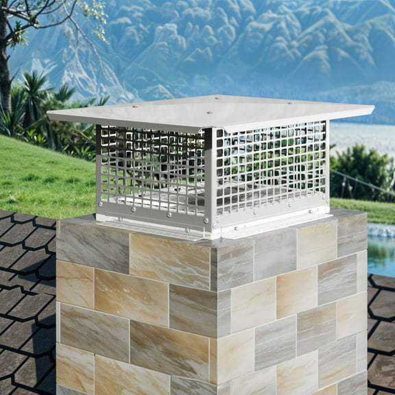 Uforic Adjustable Chimney Cap 17" x 13", Stainless Steel, Mesh for Fireplace, Wood Stove, Metal Outdoor Chimneys