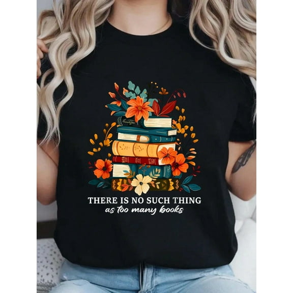 100% Cotton Book Lover Librarian Reading Library Readers T-Shirt Print Round Neck Short Sleeve T-Shirt For Women Casual, Summer, Women Top Graphic Tees Women Tops