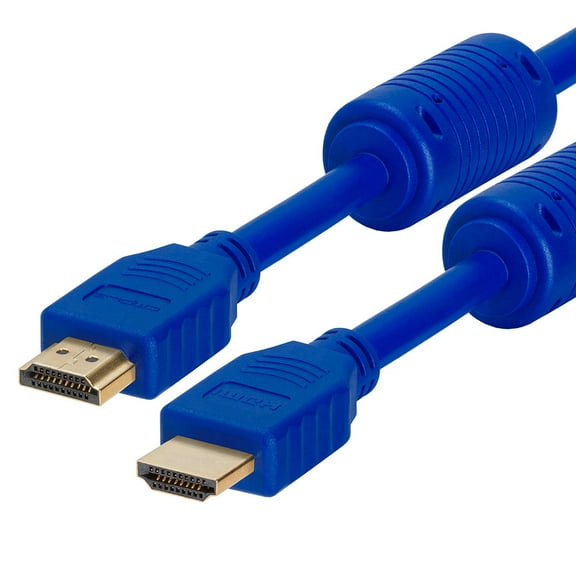 Cmple - Blue HDMI Cable High Speed HDTV Ultra-HD (UHD) 3D, 4K @60Hz, 18Gbps 28AWG HDMI Cord Audio Return - 10 Feet