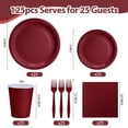 thumbnail image 2 of 125 Pcs Burgundy Party Supplies Set Include Paper Plates Cups Napkins Plastic Knives for 25 Guests Disposable Party Dinnerware for Birthday Wedding Family Picnic, 2 of 6