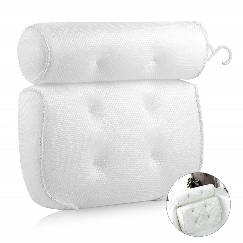 tobchonp White Bath Tub Home Spa Massage Cushion Neck & Back Rest