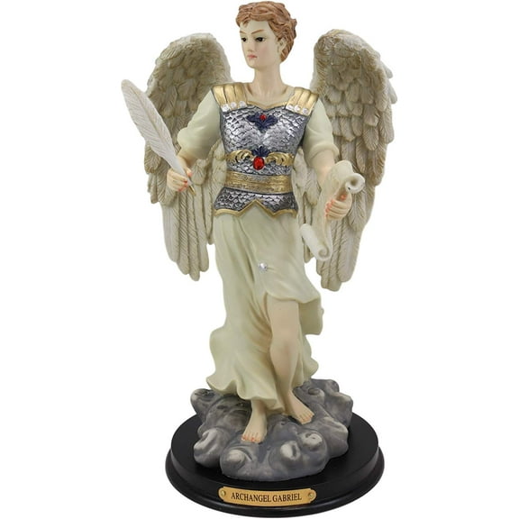 Ebros Byzantine Archangel Saint Gabriel with Brass Name Plate Wooden Base 12"H