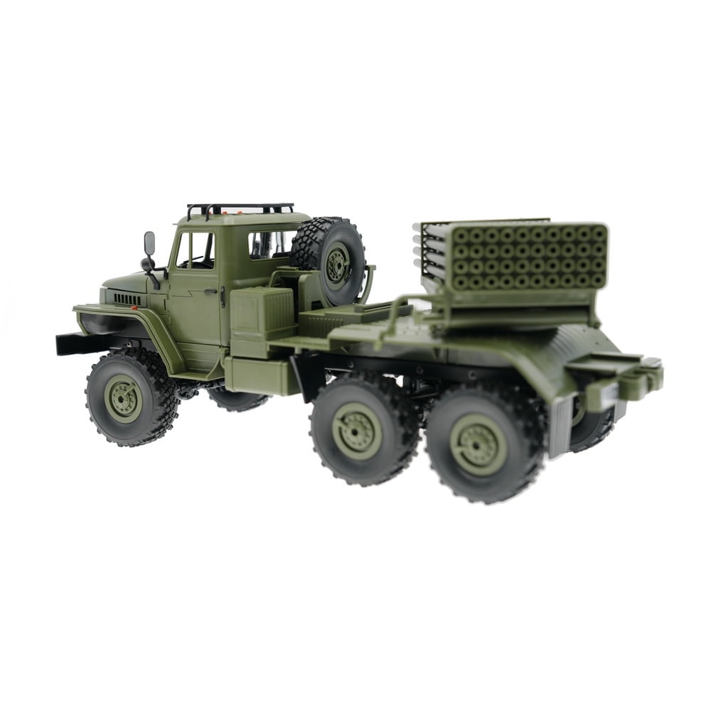 1:16 Full-Scale RC Crawler, 4WD 2.4G Remote Control Climbing Car with 5KM/H High Speed, Rocket Launcher, Spare Tire, RC Drift Vehicle Model Toy Gift for Adults