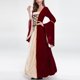 thumbnail image 5 of Vestido de manga acampanada para mujer, traje de nieve Retro con cuello cuadrado liso a la moda para mujer Fridja  yut7208, 5 of 9