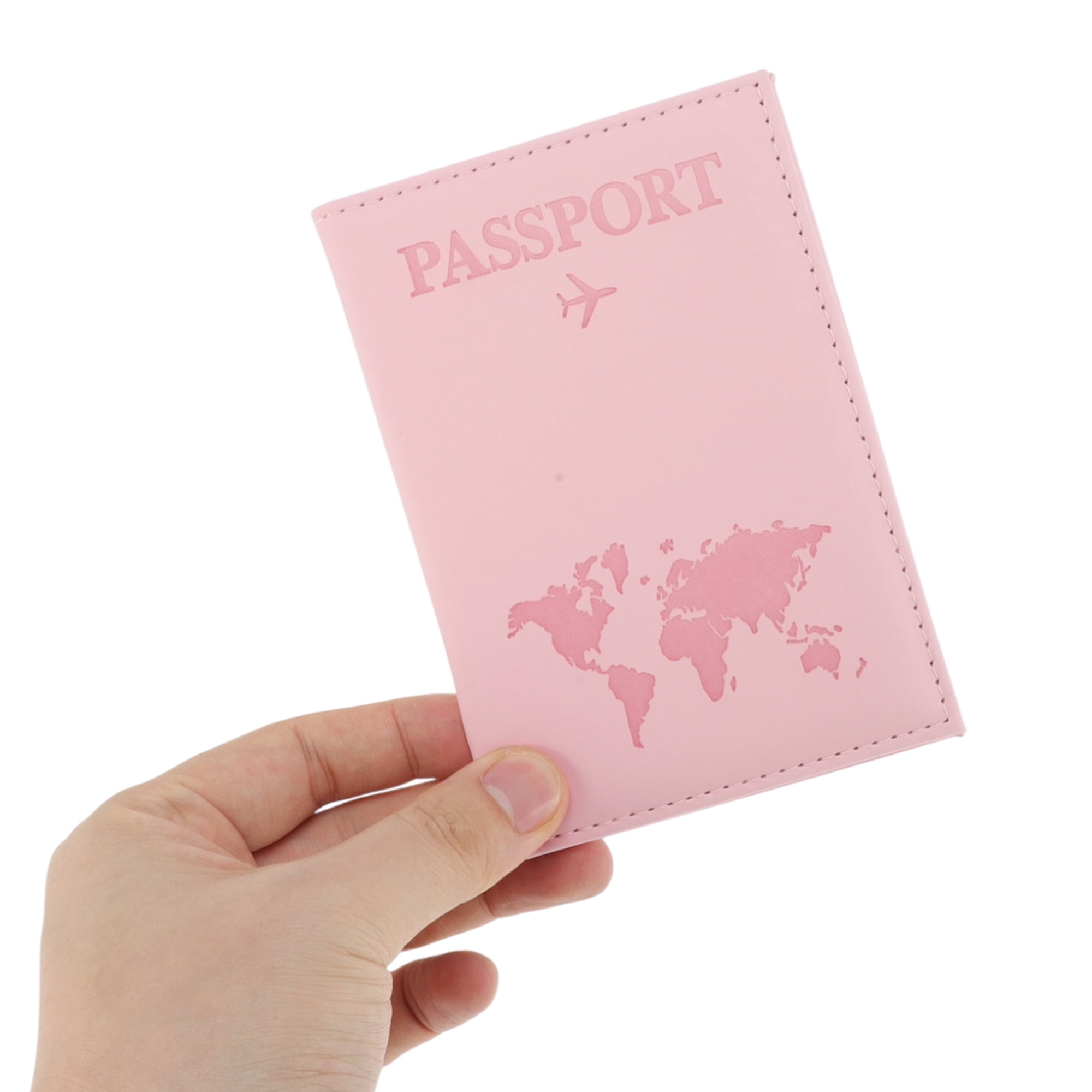 Unique Bargains Plain Weave Passport Holder 1 Pc Pink