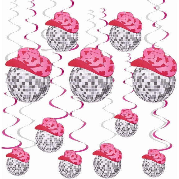 12pcs Disco Ball Decor Hanging Swirls Disco Ball Garland Disco Ball Spiral Hanging Streamer Ceiling Decorations Hanging Disco Ball for 70s Birthday Party Hippie Cutouts Supply 4.72x5.6in Colorful