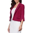 thumbnail image 4 of INSPIRE CHIC Cropped Blazers for Women 3/4 Sleeve Lapel Collar One Button Suit Jacket Blazer Business Casual XS Wine Red, 4 of 5