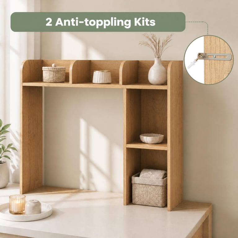 Costway Desk Bookshelf Organizer, Natural Wood photo 7