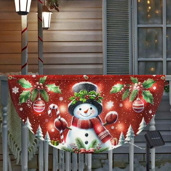 FLAGWIX Snowman Christmas Winter Holidays Solar Led Fan Flag TQN4240SL - USA Flags Decor Indoor Outdoor