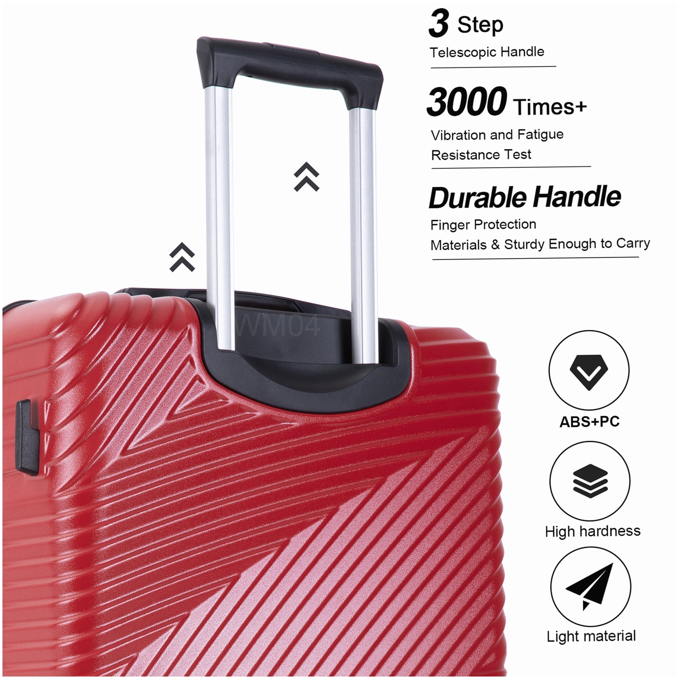MANGIJOY Red Lightweight Hardside Spinner Luggage Set of 3, TSA Lock, Expandable, Carry On Checked Bags