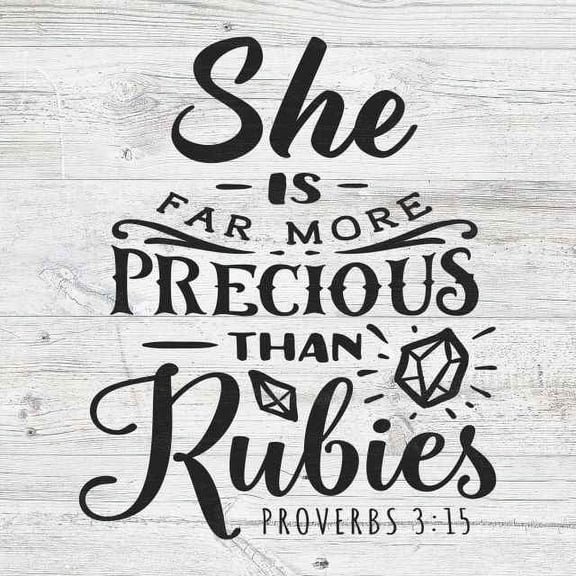 She is Far More Precious, Proverbs Rustic Looking Faith Wood Sign Wall Décor 8 x 8 Wood Sign B3-08080062043