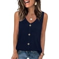 thumbnail image 2 of Yievot Button Down Tank Tops for Women Sleeveless Eyelet V Neck Loose Casual Ladies Elegant Tops, 2 of 7